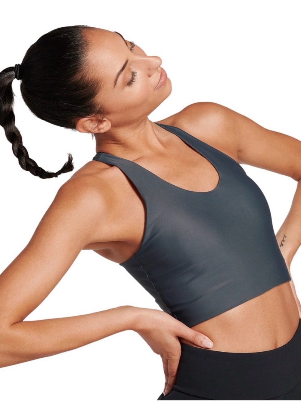Ryu Charcoal Racerback Crop Sports Bra
